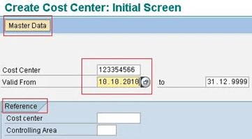 default cost center assignment in sap